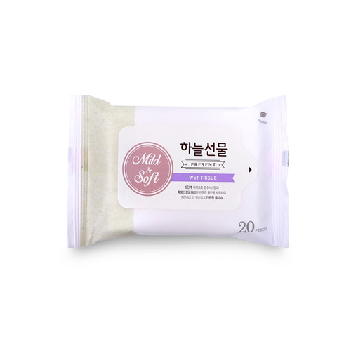 하늘선물물티슈20매 리필 휴대용 소형 파우치형 아기 유아 홍보