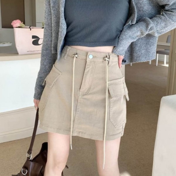 다양한 스타일링 속바지 안감 카고스커트 건빵 미니 치마 허리 스트링 빈티지 무드