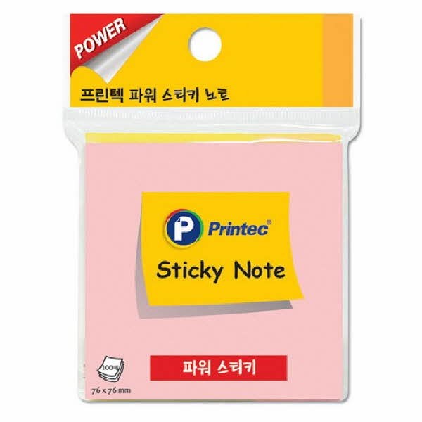 프린텍 S7676P 파워 스티키노트 핑크 76 x 76mm 100매