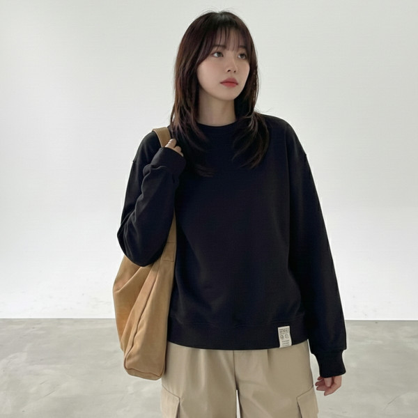 MFNC050155 - 도톰한 순면 국내워싱 기모 여성 맨투맨 티셔츠