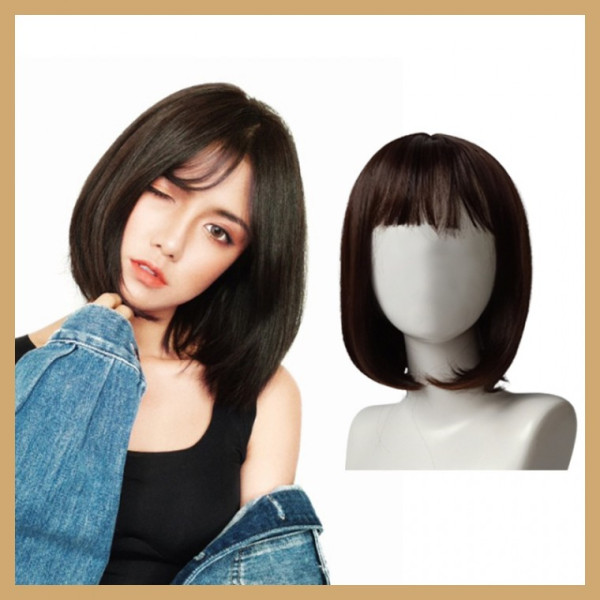 앞머리있는 단발머리 인조가발 가짜헤어 풍성한통가발 모델용 단정한단발
