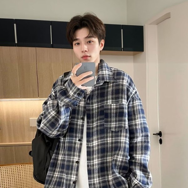 남방 아우터 겸용 셔츠 모던한 캐주얼 체크 부드러운 소재로 부담없이 착용 댄디한 느낌