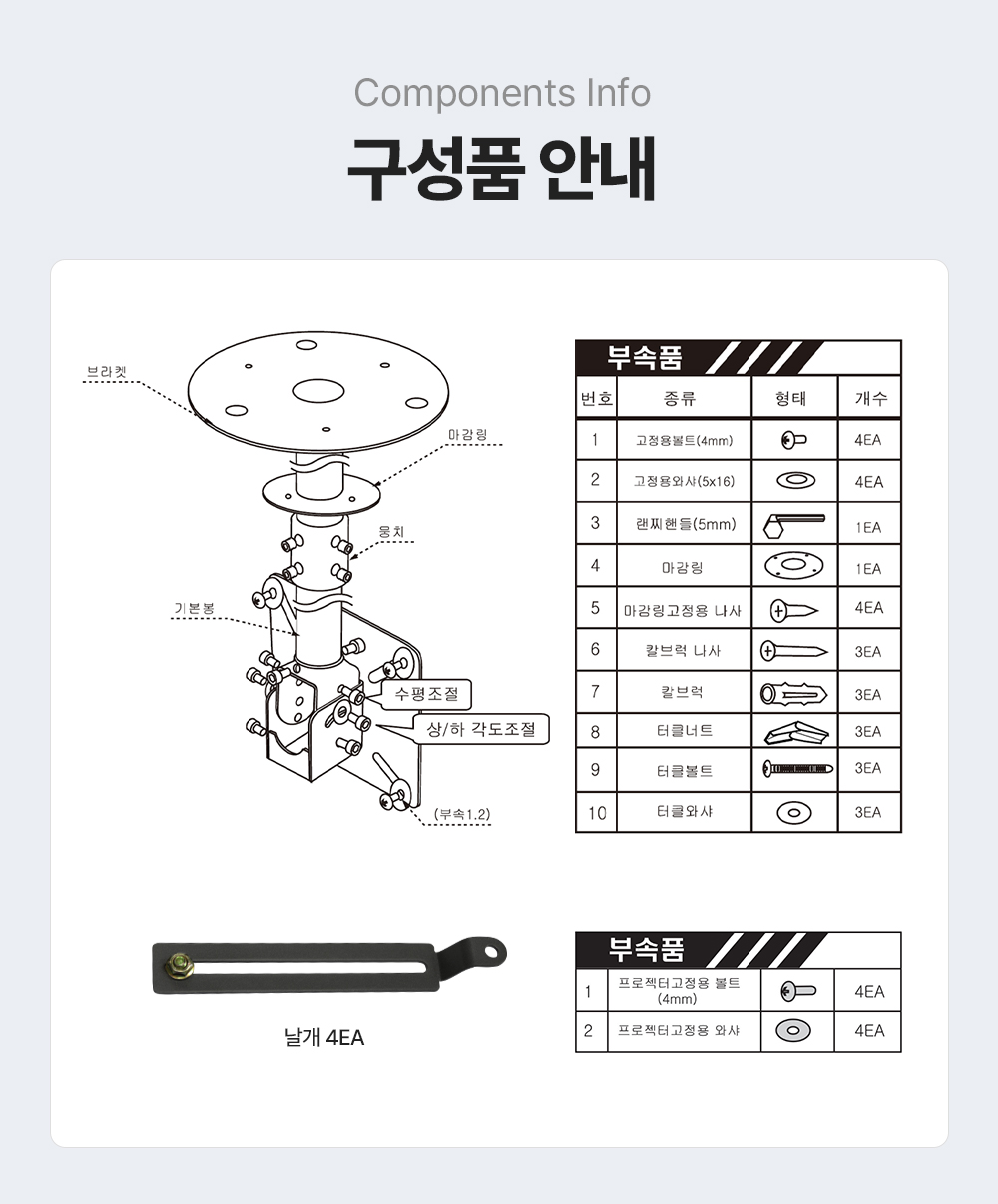 PJC-B,엔산천정형프로젝터거치대