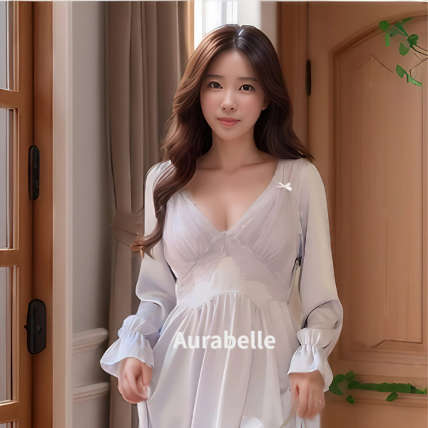 아우라벨르 퍼플보라 여성실크잠옷 커플슬립 홈웨어원피스 수면휴양지룩 끈뷔스티에탑 노브라나시