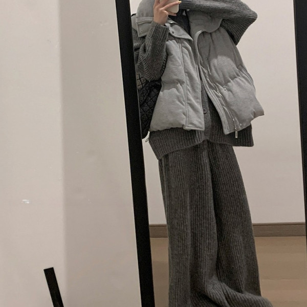 L8600 하이넥니트티 밴딩바지 세트 패딩조끼 코디선택