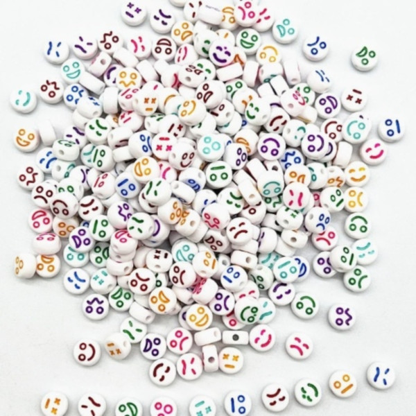 원형 이모티콘 비즈 4x7mm 키링 공예 재료 M50745