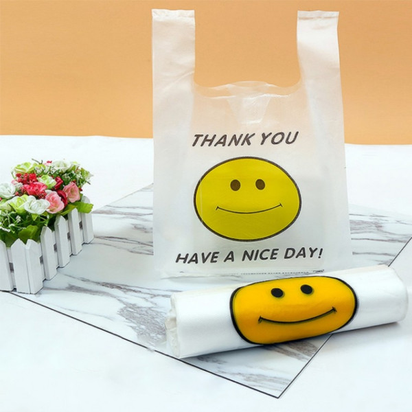 잔솔 투명 비닐봉투 100매 손잡이 봉지 마트 배달포장
