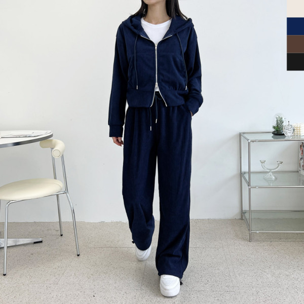 GAA FW1040W 코듀로이 골덴 후드 집업 조거세트