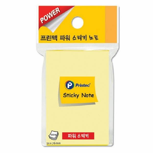 프린텍 S5176Y 파워 스티키노트 노랑 51x76mm 100매