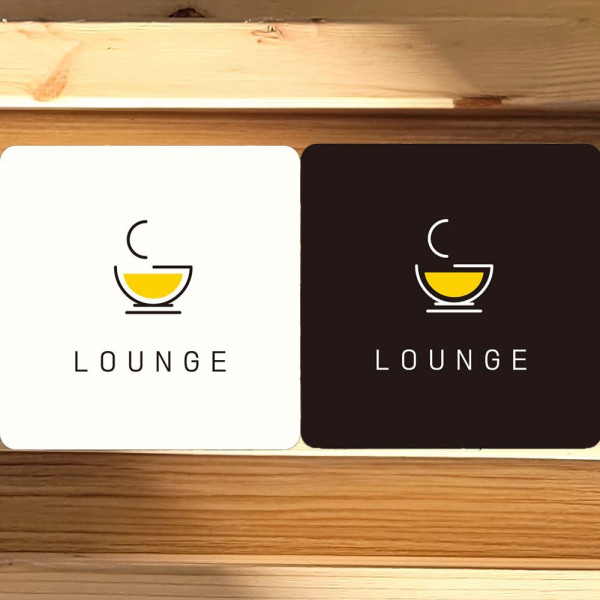 LOUNGE 부착형 정사각안내판 18x18cm 블랙
