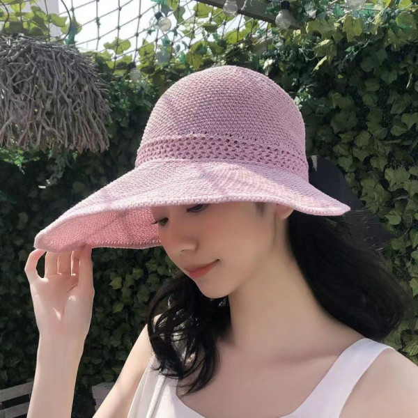 리본 돌돌이 썬캡 핑크