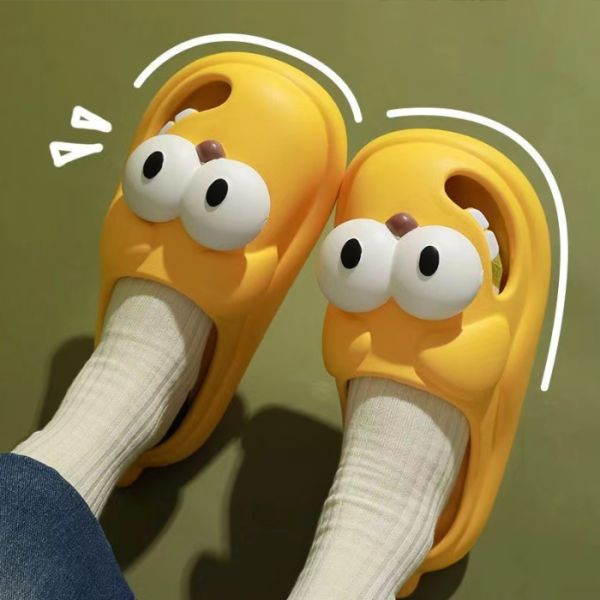 여성용 여름 왕눈 강아지 말랑한 쿠션 샌들 슬리퍼