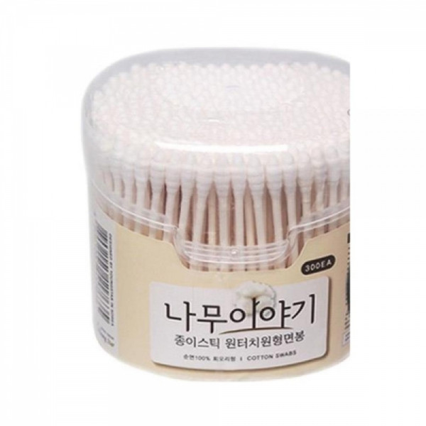 순면 원터치 원형 면봉 300P 회오리형 이미용소품
