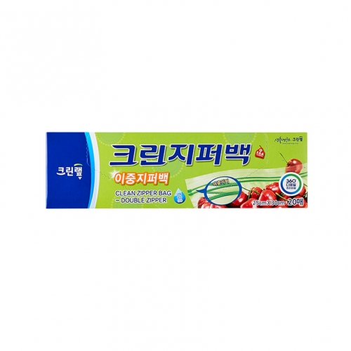 크린랩 크린지퍼팩 대형 25 30cm 20매입 이중지퍼 박스 30개