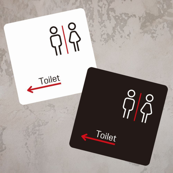 TOILET 좌측2 부착형 정사각 소형안내판 13x13cm 디자인문패