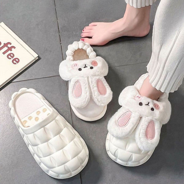 푹신한 뽀글이슬리퍼 방한 토끼슬리퍼 여성겨울슬리퍼