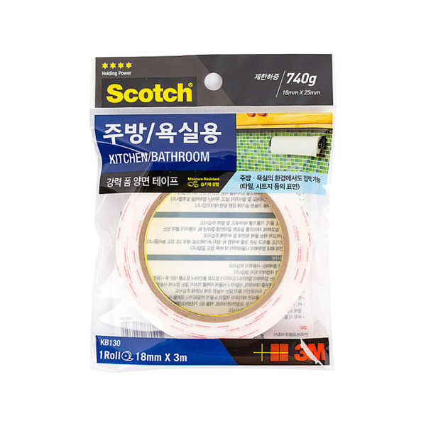 스카치 강력 폼 양면테이프 주방욕실용 18mm x 3m