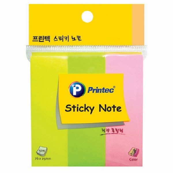 A020 스티키노트 혼합형 형광3색 76X25 50매