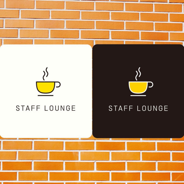 STAFF LOUNGE 부착형 정사각안내판 18x18cm 디자인문패