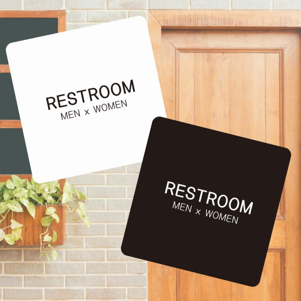 RESTROOM9 부착형 정사각 소형안내판 13x13cm 디자인문패