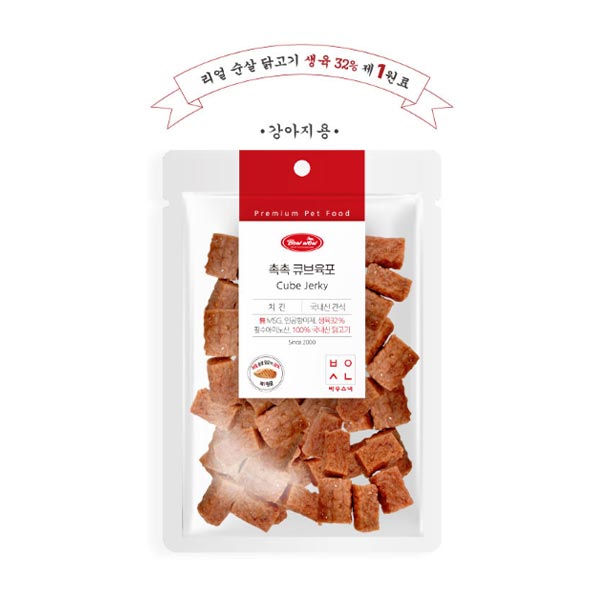 바우와우 촉촉 큐브육포 치킨 300g