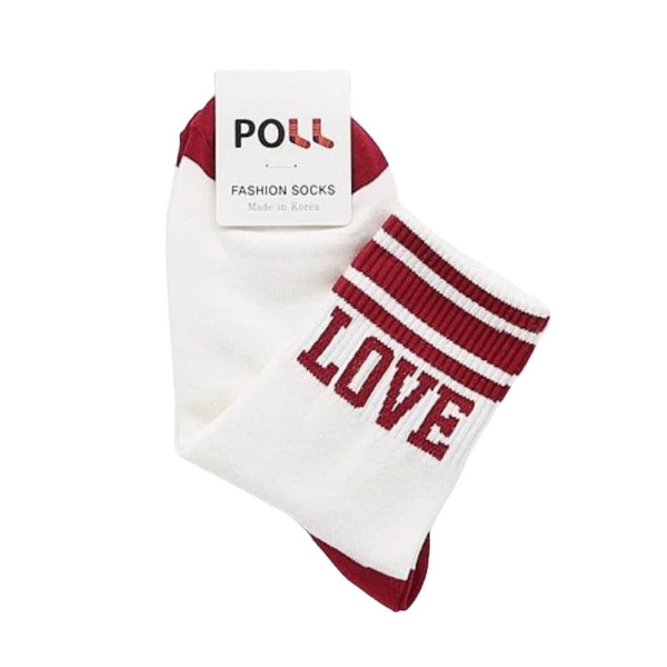 여성용 LOVE 중목양말 여자양말 빨강색 1켤레
