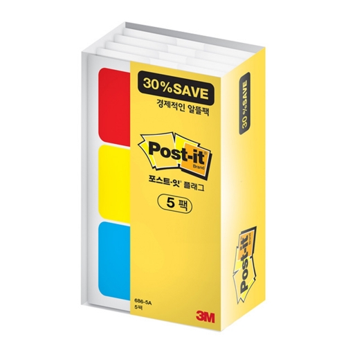 3M 포스트잇 플래그 알뜰팩 686 5A 5팩 38 25 4mm