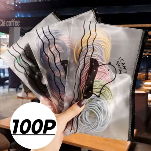 TLGO머리끈 기본 일반머리끈 고무줄 헤어끈 대용량 100P