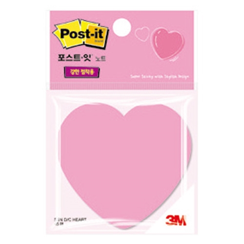 3M)포스트-잇 강한 점착용 모양노트(하트)