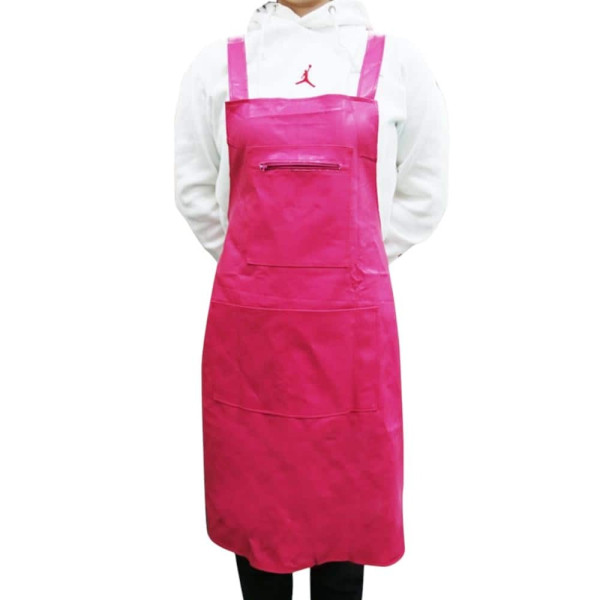 포켓 가죽앞치마 핑크