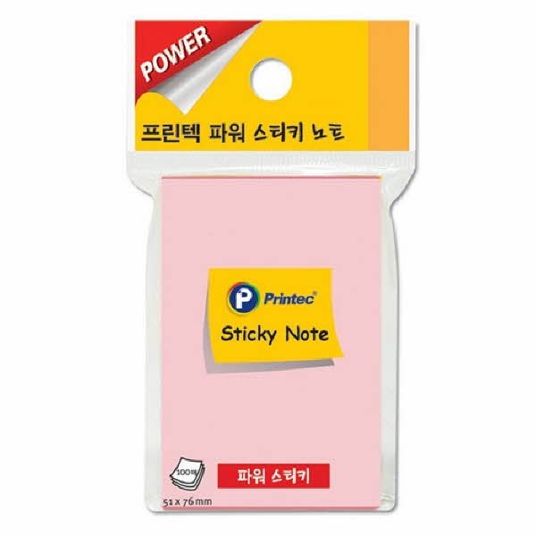 프린텍 S5176P 파워 스티키노트 핑크 51 x 76mm 100매