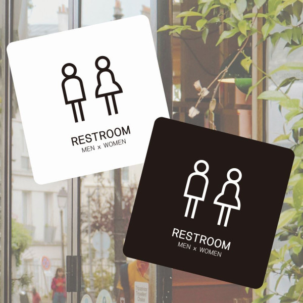 RESTROOM1 부착형 정사각 소형안내판 13x13cm 디자인문패