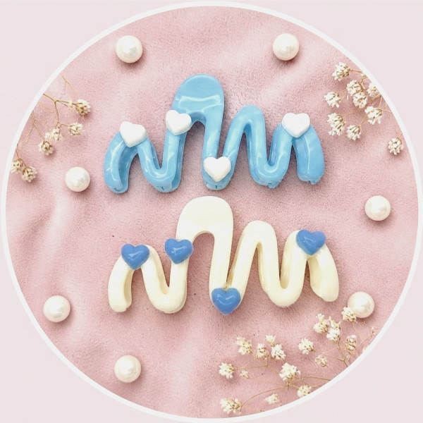 [별별창고] 10.5cm 물결 집게핀 올림머리 대왕 하트 집게삔