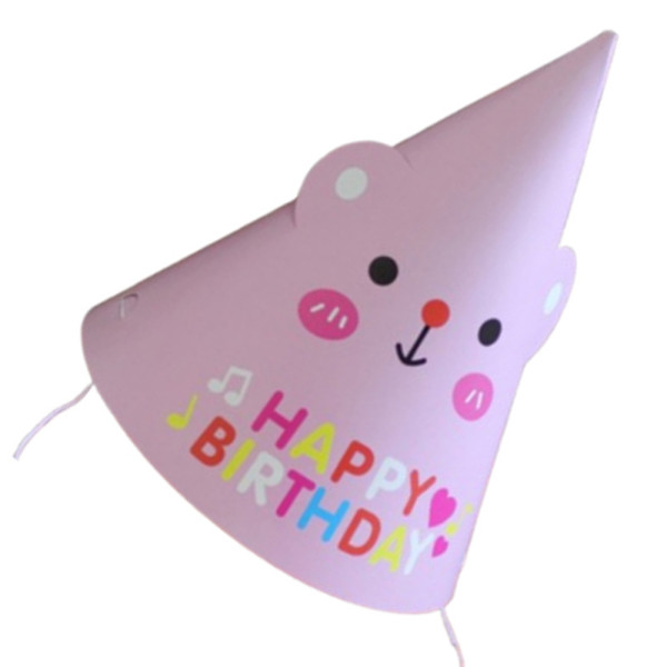 생일 축하 고깔 모자 핑크곰돌이 생일 파티 파티햇