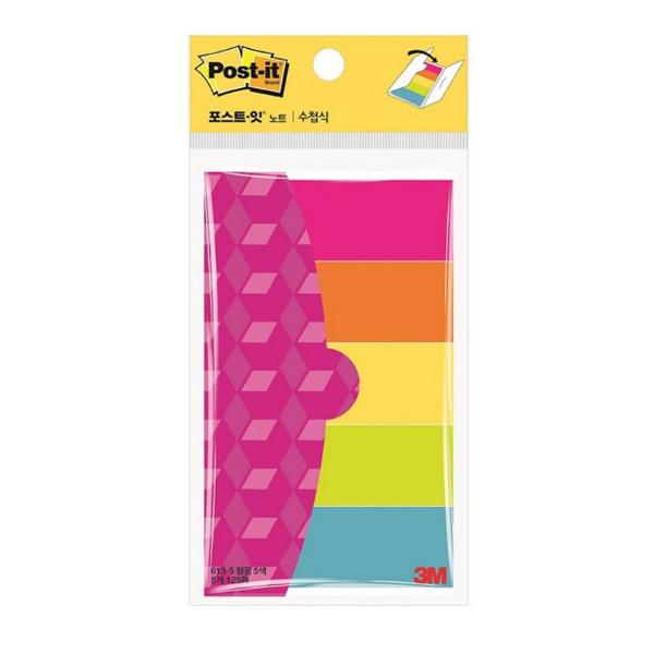 3M 포스트잇수첩식노트형광(45장 5색상25x76mm)