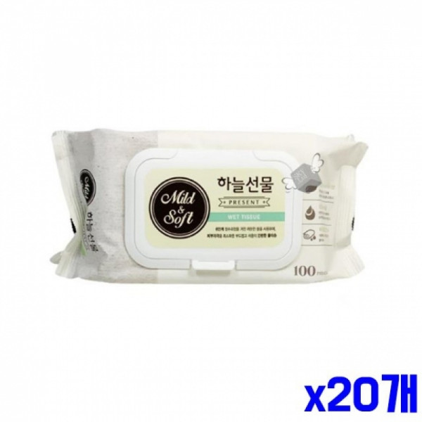 안심 성분 물티슈 100매 캡형 x20개묶음 유아물티슈