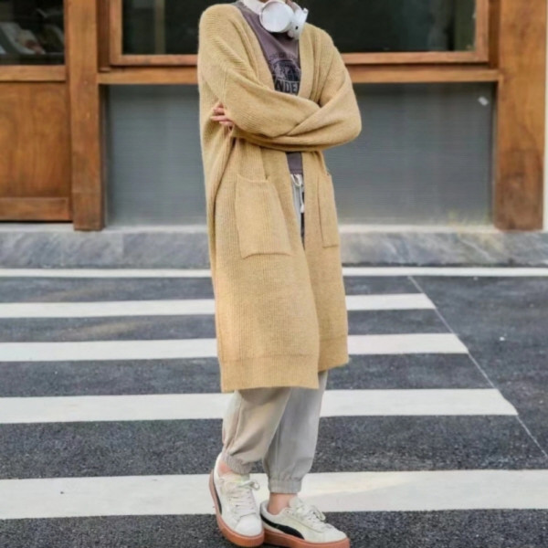 데일리 오픈 포켓 롱 가디건 아이보리