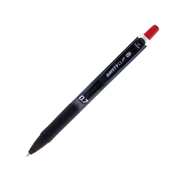 마이펜)세이프티클립 볼펜(0.7mm/적)-다스(12개입)