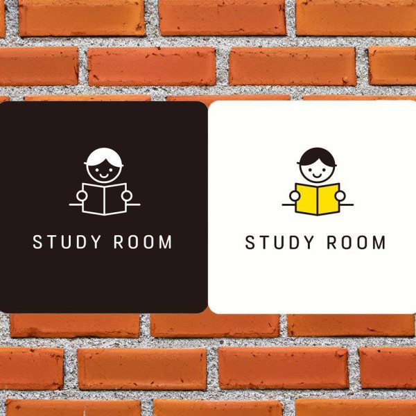 STUDY ROOM1 부착형 사각안내판 18x18cm 블랙