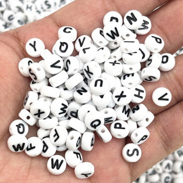 알파벳 원형 비즈 4x7mm 낱개 선택가능 이니셜 키링 M50625