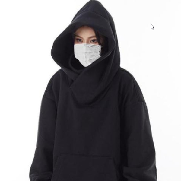 오버핏 후드 맨투맨 넥워머 일체형 디자인으로 간편하게 착용 가능한 하이넥 턱받이 후드티