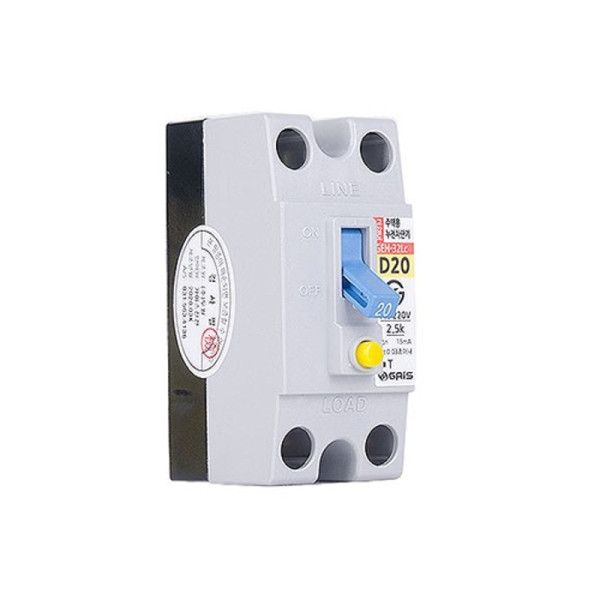 주택용 누전차단기GEH 32ca 20A 2p 2 5kA 화장실용고감도 15mA 03767