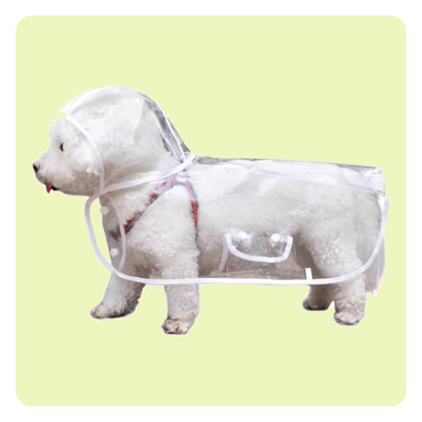강아지 고양이 투명 애견우비 후드형 반려동물 우비
