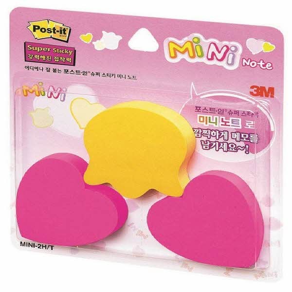 포스트잇미니하트 MINI-2HT(90매3패드 노랑 핫핑크)