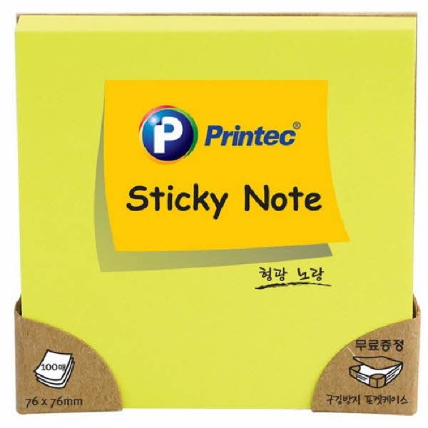 프린텍 N7676Y 스티키노트 형광노랑 76 x 76 100매