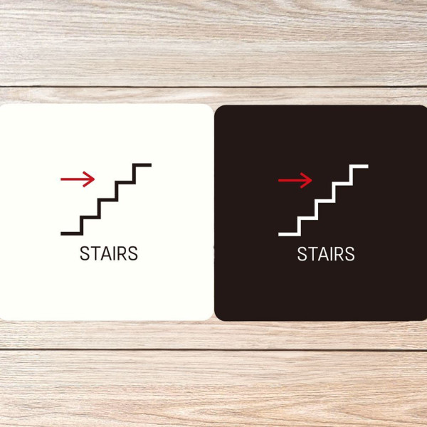 STAIRS 부착형 정사각 안내판 18x18cm 블랙
