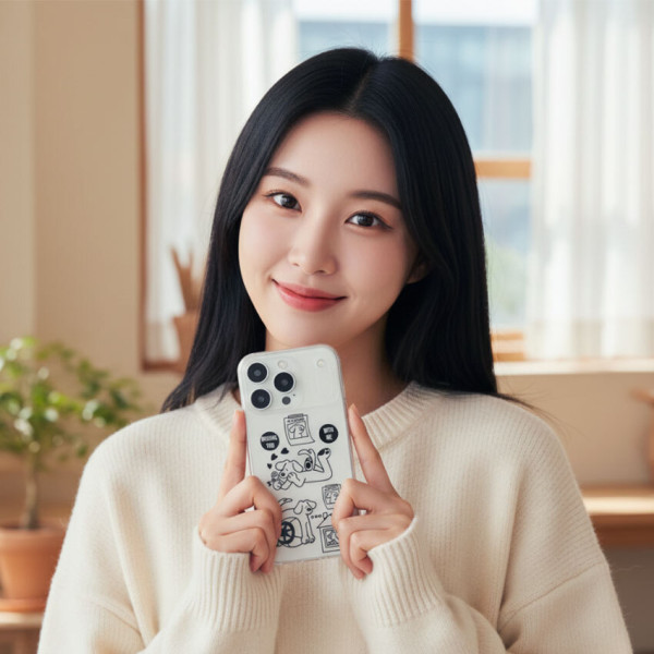 미씽 도그 일러스트 투명 젤리 케이스