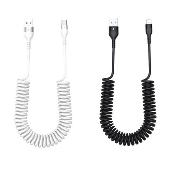 코일 스프링 케이블 USB 충전 선 차량 고속 충전케이블