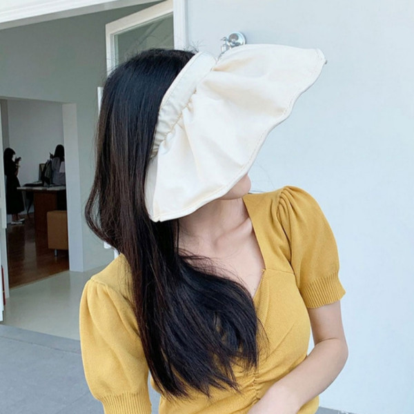 주름포인트 해변 여행모자 썬캡 아이보리
