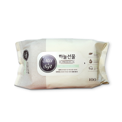 하늘선물물티슈100매 리필 대용량물티슈 아기 유아 신생아 물티슈100매